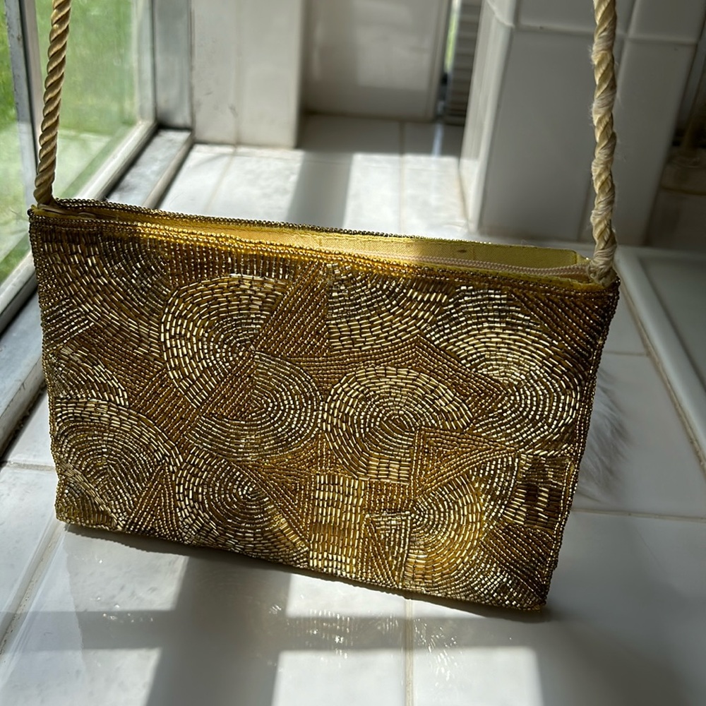 Carl Marchi Gold Beaded Crossbody Bag EUC - Picture 3 of 13